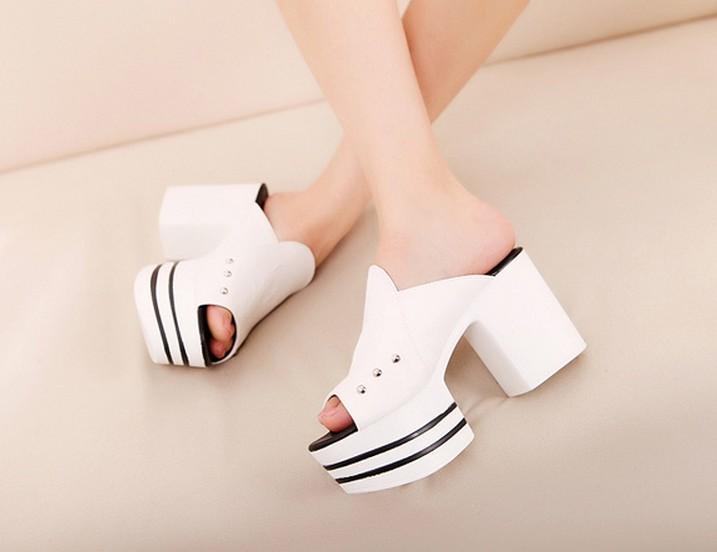 Свадьба - Korean Style Fish Mouth Platform Shoes Silver Silver SD0433