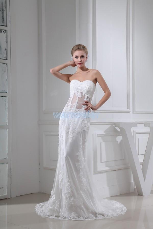 زفاف - Find Your White Lace Train Sheath Sweetheart Evening Dress(Zj6978) Here ,Wanweier Evening Dresses - A perfect moment for you.
