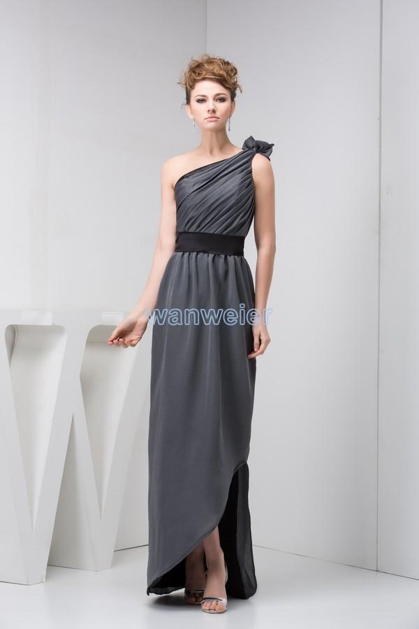 Свадьба - Find Your Floor Length Oblique Floral Grey Sheath Chiffon Evening Dress With Ruffels(Zj6547) Here ,Wanweier Evening Dresses - A perfect moment for you.
