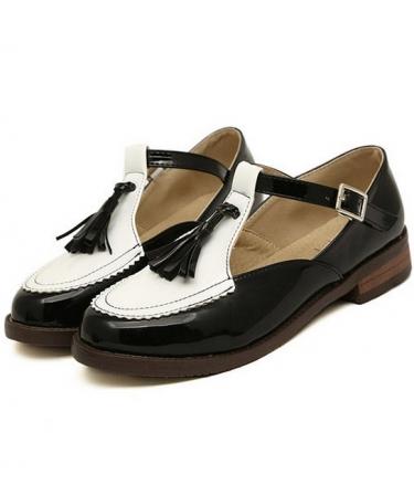 Wedding - Vintage Vogue Retro Low Heels Shoes Flat Black FT0101