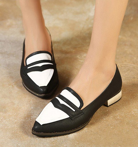 زفاف - Fashion Style Low Heels Shoes Flat Black FT0094