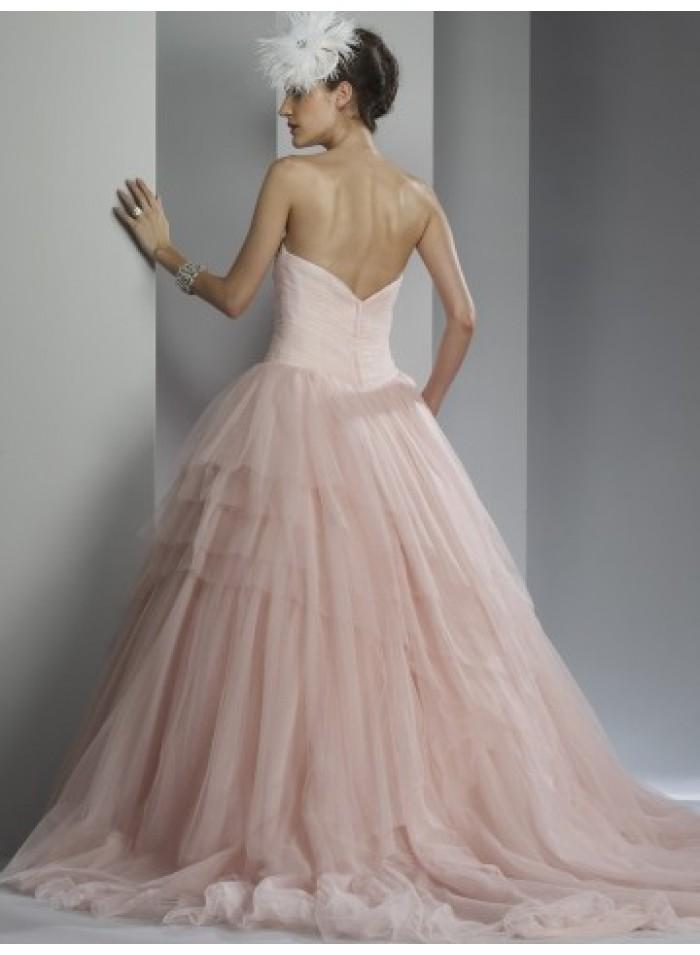 Mariage - A-line Sweetheart Beading Sweep Train Tulle Wedding Dresses WE4047