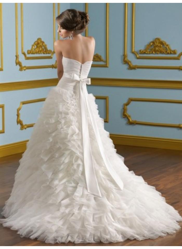 Свадьба - A-line Strapless Ruching Brush Train Organza Wedding Dresses WE4045