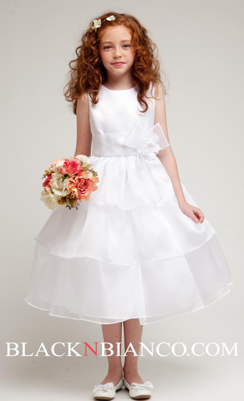 Mariage - Cute White 3 layered Flower Dress
