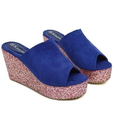 زفاف - Sweet Style Fish Mouth Sandals Shoes Blue Blue SP0042