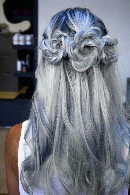 Hochzeit - White Hair Color, Braided roses
