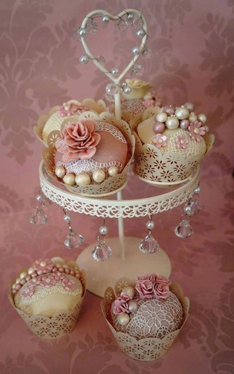 Mariage - Cupcakes - rose