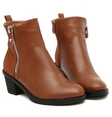 زفاف - British Style Retro Low Heel Shoes Flat Boot Black BT0597