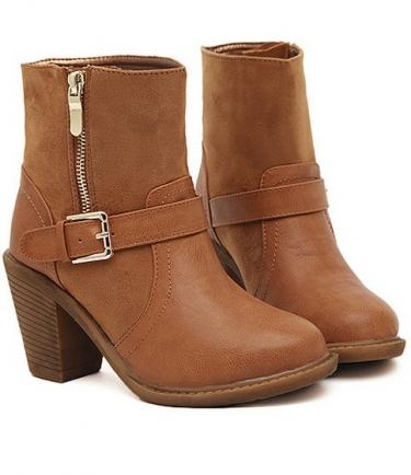 زفاف - Western Style Thick Heel Shoes Short Boot Black BT0590