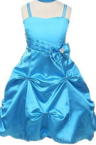 زفاف - Square Satin Fitted Bow Trimed Perfect Designer Customized Girls Party Dress, Flower Girl Dresses - 58weddingdress.com