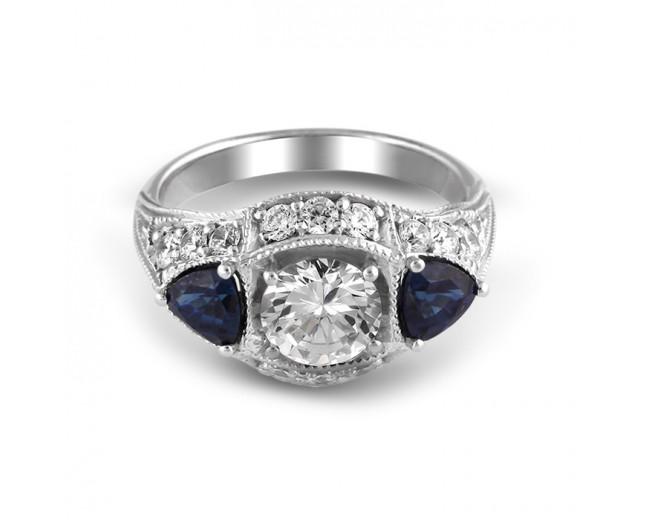 زفاف - 14K White Gold Alexandra Three Stone Engagement Ring