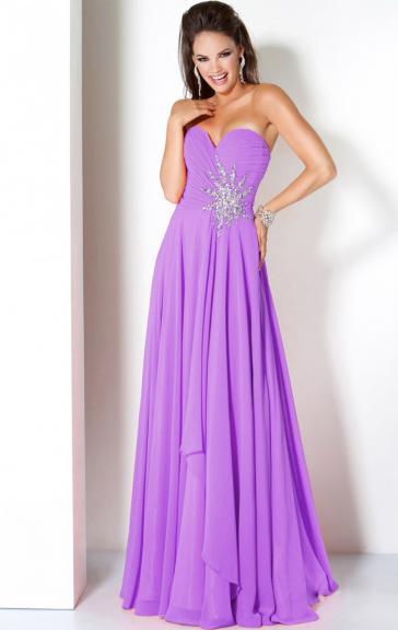 زفاف - Robe de soirée brillante longue lilas de mousseline de soie LFNAE0106