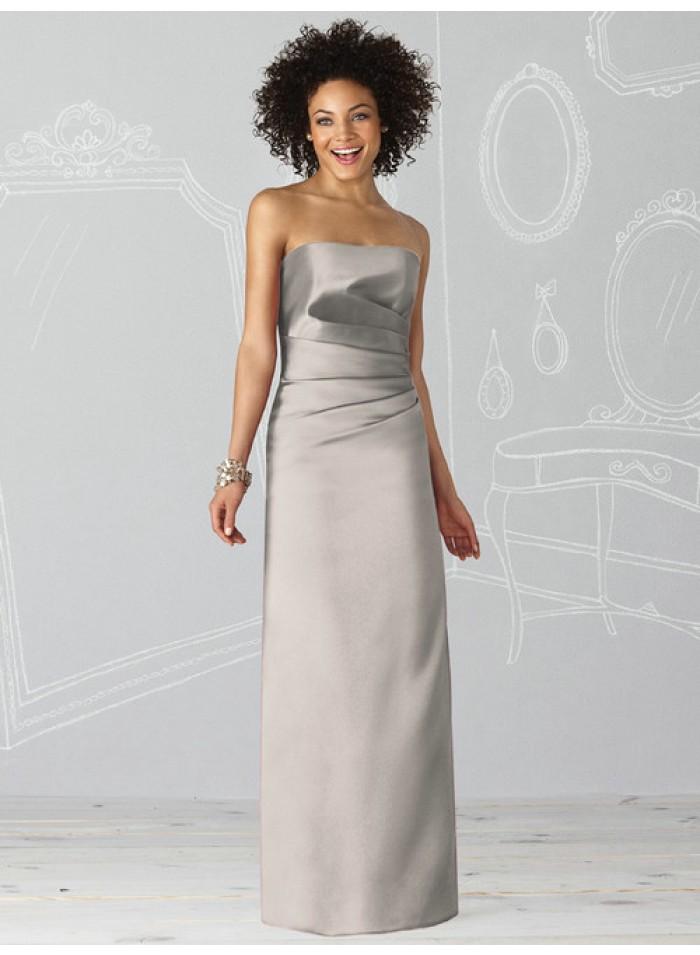 زفاف - Sheath Strapless Sleeveless Ruching Natural Floor-length Satin Celebrity Dresses WE0962