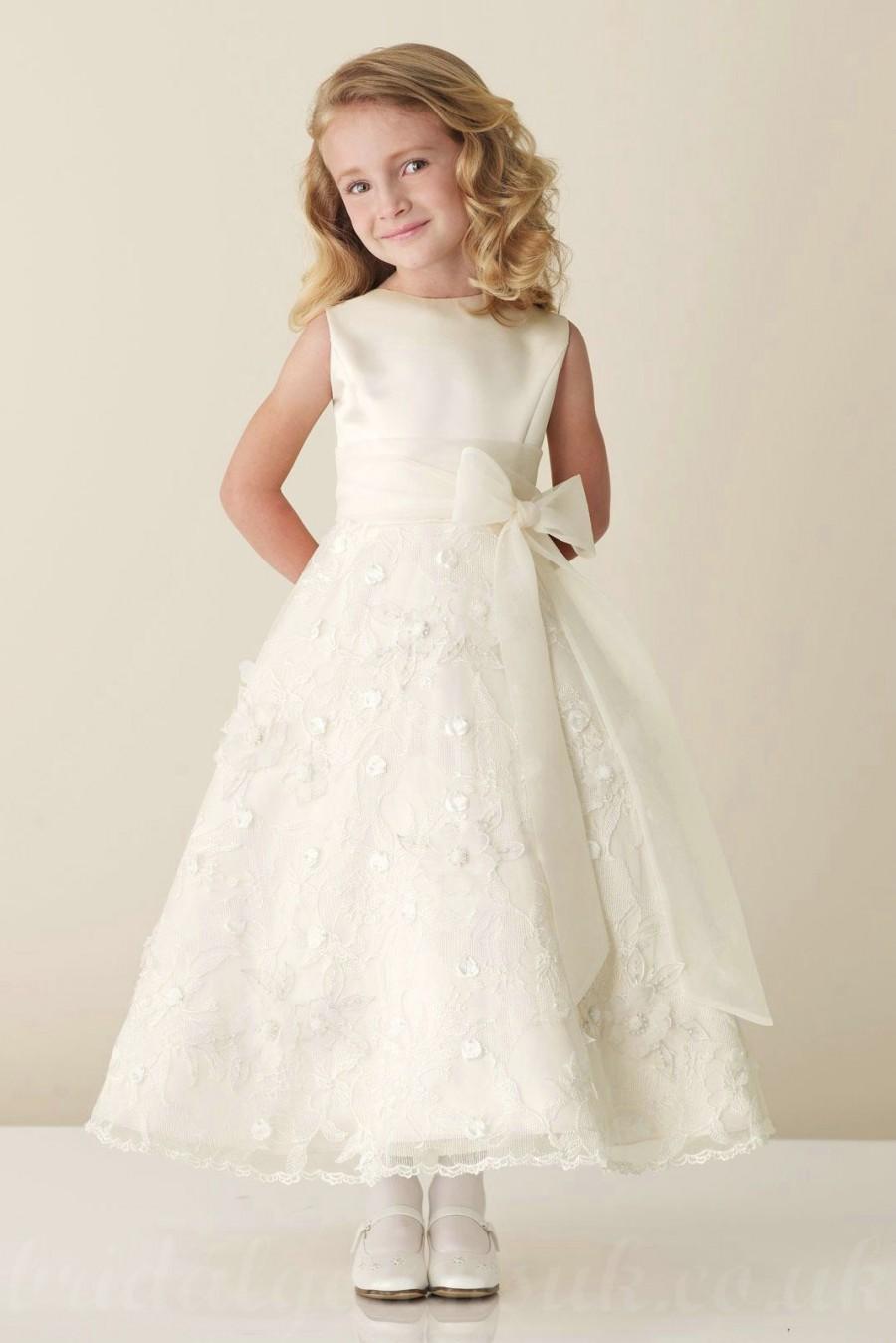 Hochzeit - Satin Bateau A Line Bow Sash Inexpensive Perfect Flower Junior Bridesmaid Dress, Flower Girl Dresses - 58weddingdress.com