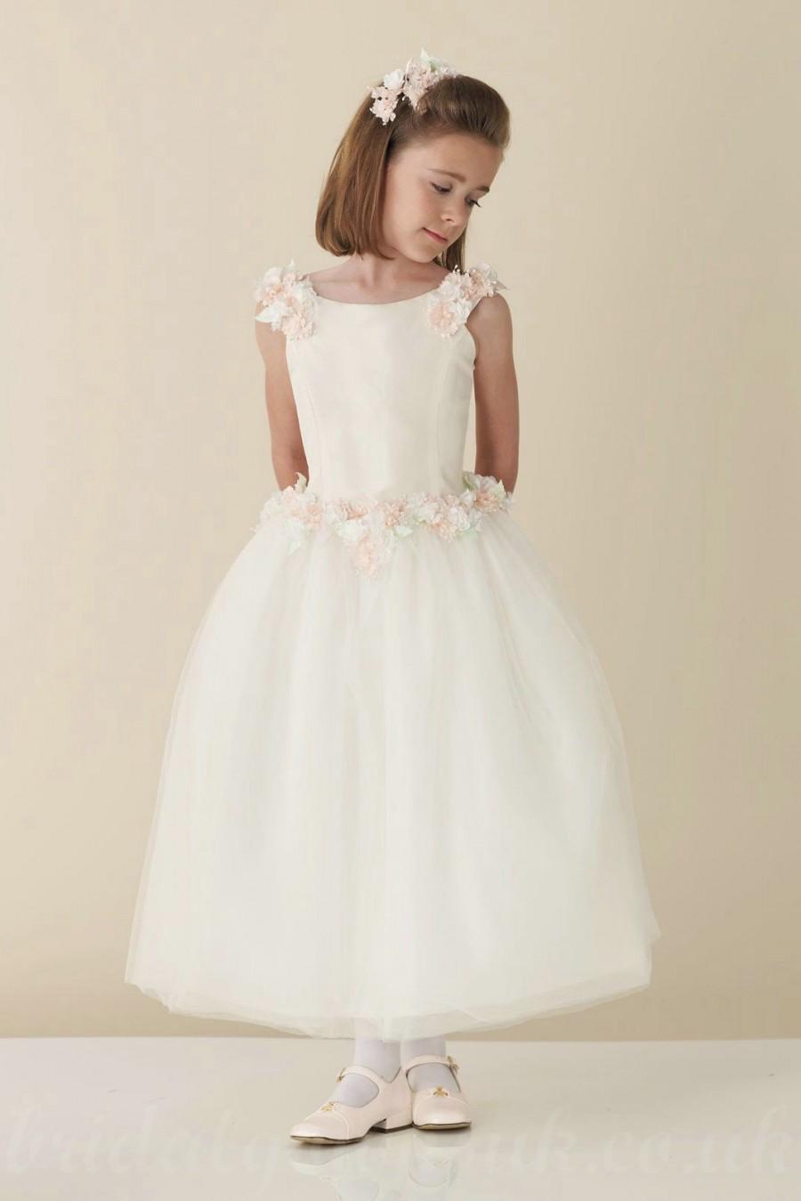 Wedding - Satin Ball Gown Flower Trimed Fitted Perfect Customzied Flowergirls Dress, Flower Girl Dresses - 58weddingdress.com