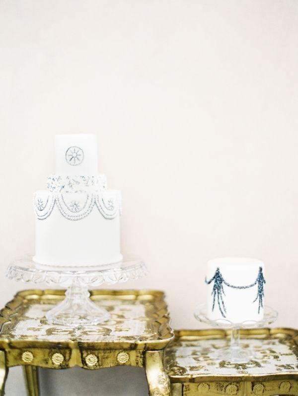 Mariage - Bleu et argent Gâteaux de mariage