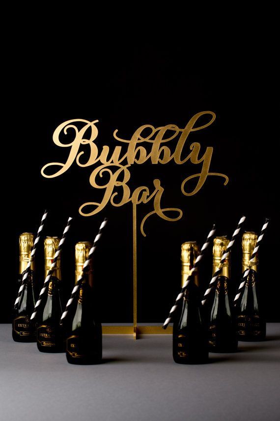 Wedding - Wedding Cocktail Or Champagne Table Sign - Bubbly Bar