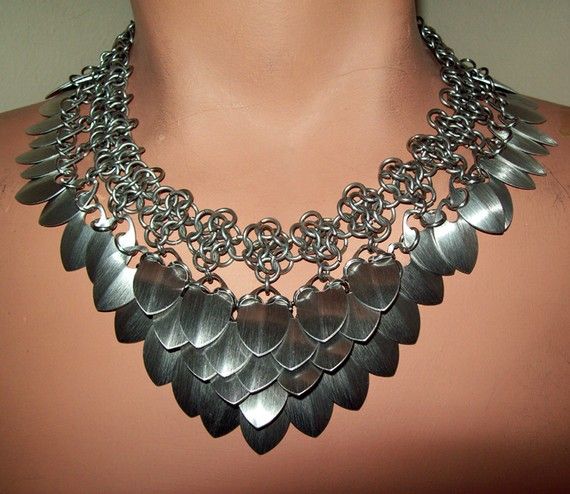 Wedding - Chainmaille Necklace, Scalemail Choker. Tribal, Bellydance, Elven, Slave Collar, Scale, Gothic, Sexy, Scale Choker