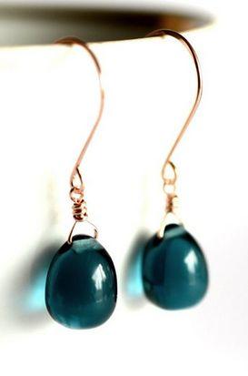 Mariage - Boucles d'oreilles or rose, or rose bijoux, Bleu marine verre Boucles d'oreilles, Boucles d'oreilles bleu, verre Boucles d'oreil