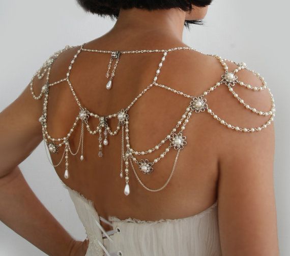 Свадьба - Ожерелье за плечи,1920,жемчуг,горный хрусталь,серебро,использованы свадебные ювелирные изделия, " великий Гэтсби", в викторианск