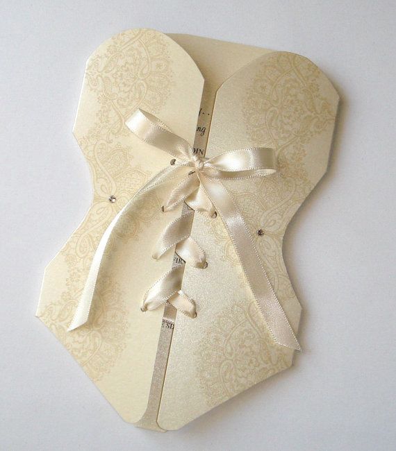 Mariage - Douche Lingerie nuptiale de corset ou des invitations de partie de Bachelorette - - 25 Creme, ivoire, or
