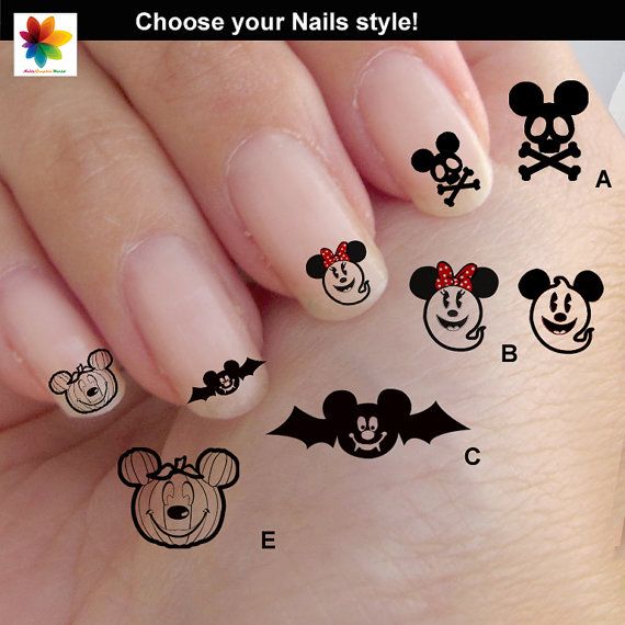 Wedding - Halloween Disney Nail Art, Cartoon, Childrens Nail Art, Mickey Mouse, 75 Waterslide Stickers Decal Nail, Nails Crystal Clear Background