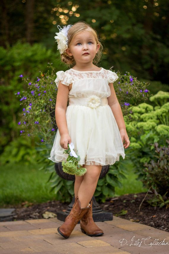 The Charlotte Ivory Lace Chiffon Flower Girl Dress Made