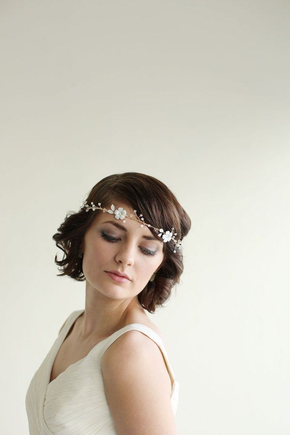 Wedding - Bridal Crown, Flower Blossom And Crystal Twig Hair Vine, Bridal Circlet, Bridal Headband – MADE TO ORDER – Style 6114