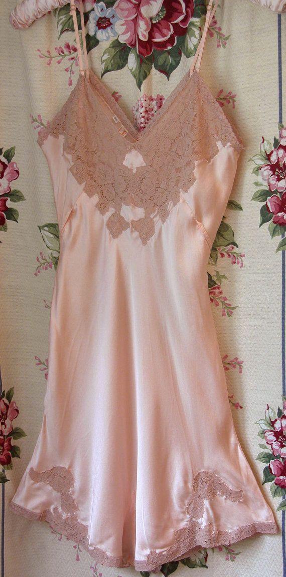 Wedding - RESERVED For Claude/Vintage 30's Peach Silk Teddy Lingerie STEPINS