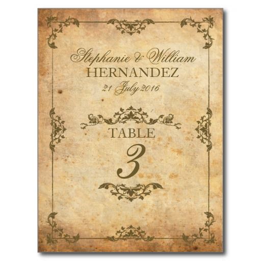 Wedding - Vintage Swirl Wedding Reception Table Number