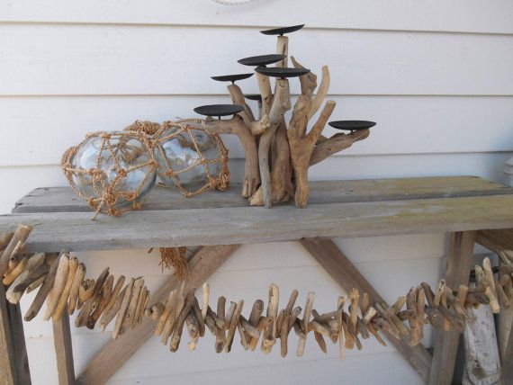 Wedding - Nautical Driftwood Candelabra. Driftwood Decor.7 Candle Holder. Nautical Decor. Wedding. Beach Cottage For Coastal Living By Searchnrescue2