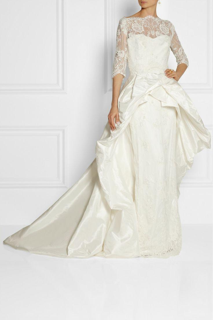 Wedding - Embellished Lace And Silk-taffeta Gown
