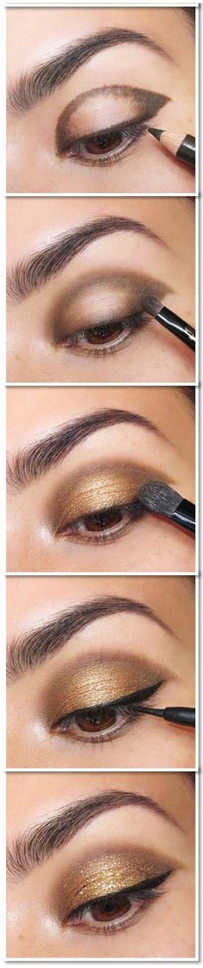 Hochzeit - Simple Gold Augen Make-up Tutorial