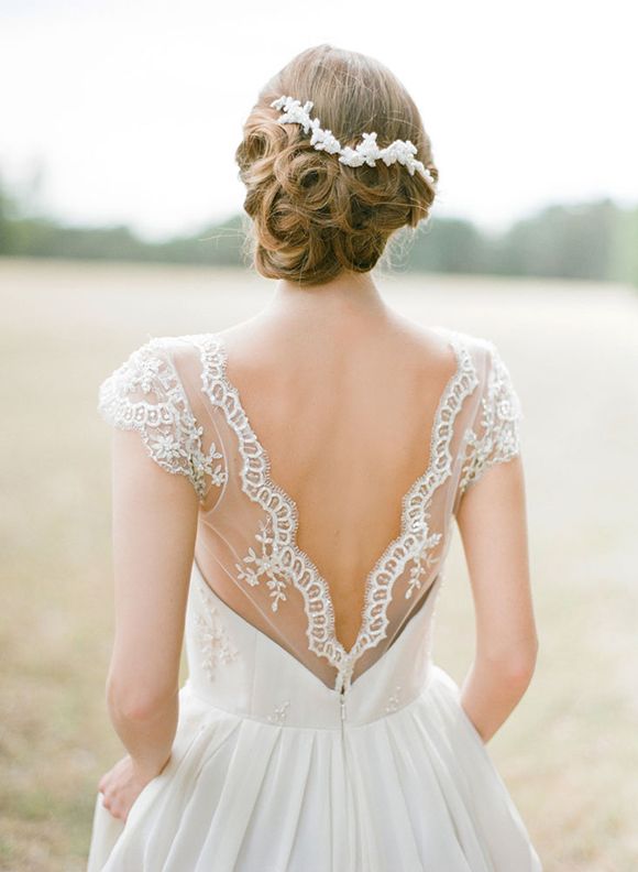 Wedding - Netted sleeved wedding dress