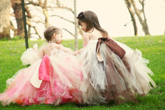 Hochzeit - Fall-Blumen-Mädchen-Ballettröckchen-Kleid, Chocolate Brown Champagne Tutu-Kleid / Kleid. Benutzerdefinierte Tutu-Kleid