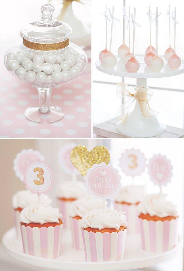 Wedding - Sparkly Pink & Gold 3rd Birthday Party