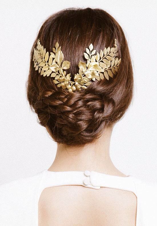 Wedding - Grecian Leaf Adornment With Beautiful Hair Braids.