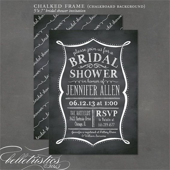 Wedding - Printable Bridal Shower Invite - Chalkboard Invitation, Vintage Lettering, DIY Print Your Own Party Invitation