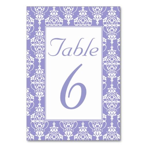 Wedding - Purple Damask Wedding Table Numbers