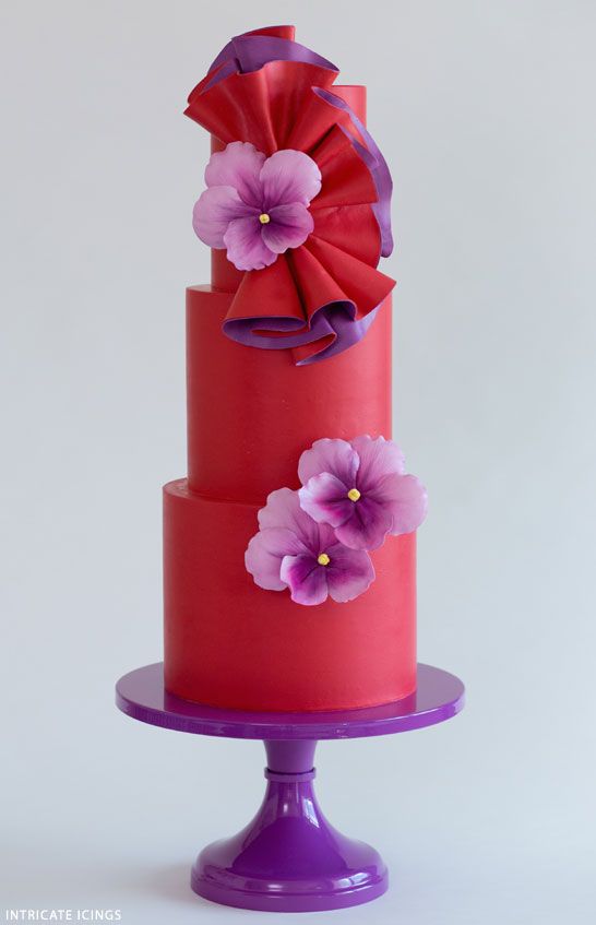 Wedding - Dancing Violets Cake