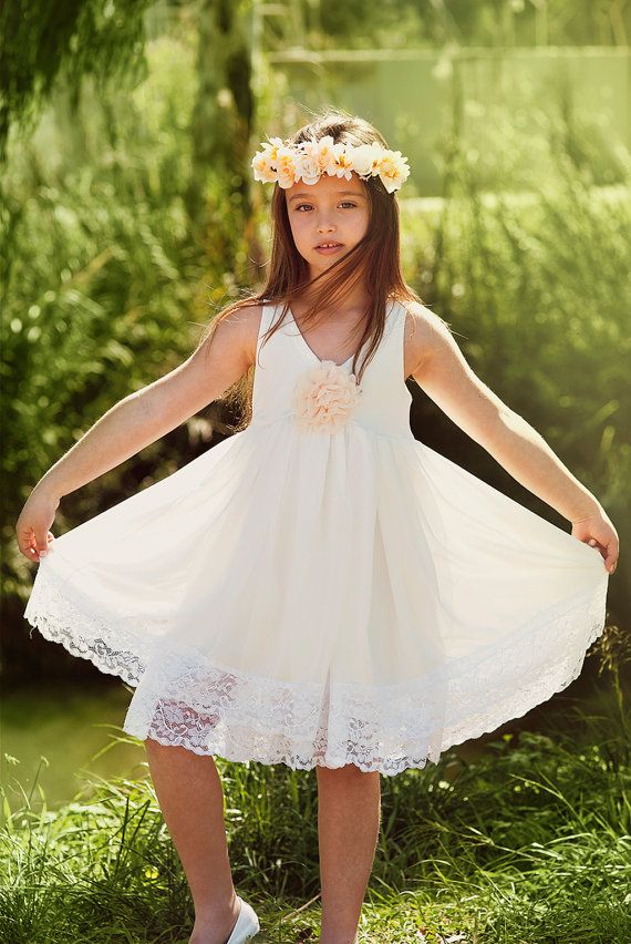 Wedding - Ivory Flower Girl Dress With Layers Of Chiffon