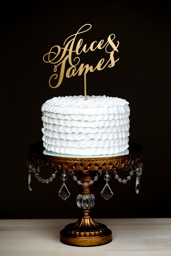 Wedding - Wedding Cake Topper - Custom Names - Gold
