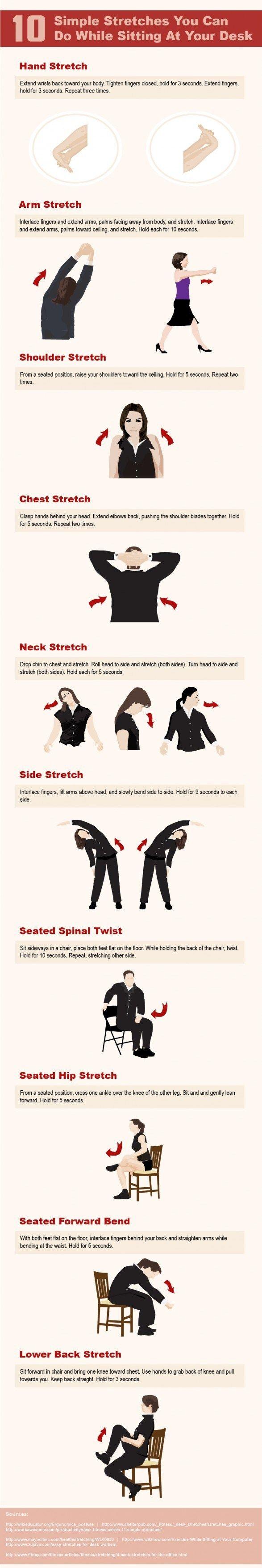 Wedding - 10 Simple Stretches To Do At Your Desk Infographic