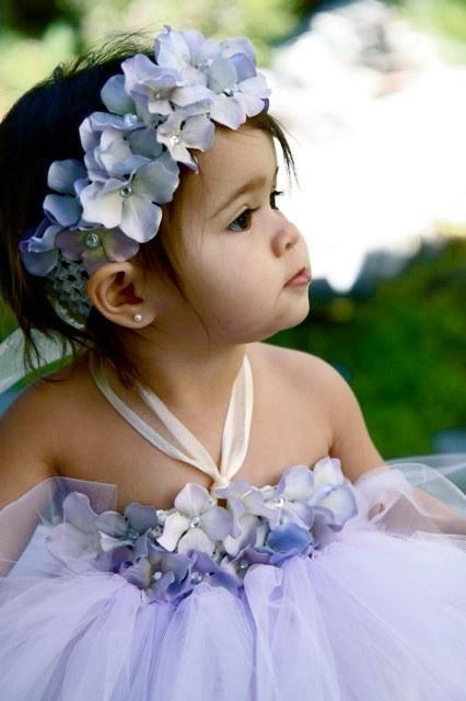 Wedding - RESERVED LISTING For Erica Dazzling Hydrangea Princess Tutu Dress - FREE HAIR CLIP Included