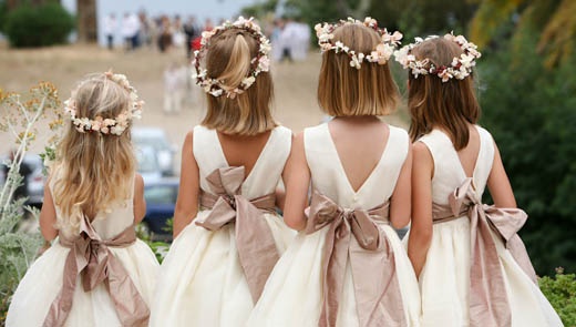 Wedding - Flower Girls dresses with flower crown