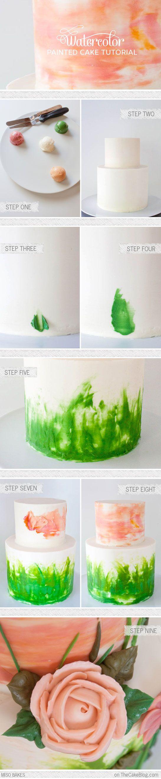 Hochzeit - DIY: Aquarell gemalt Kuchen