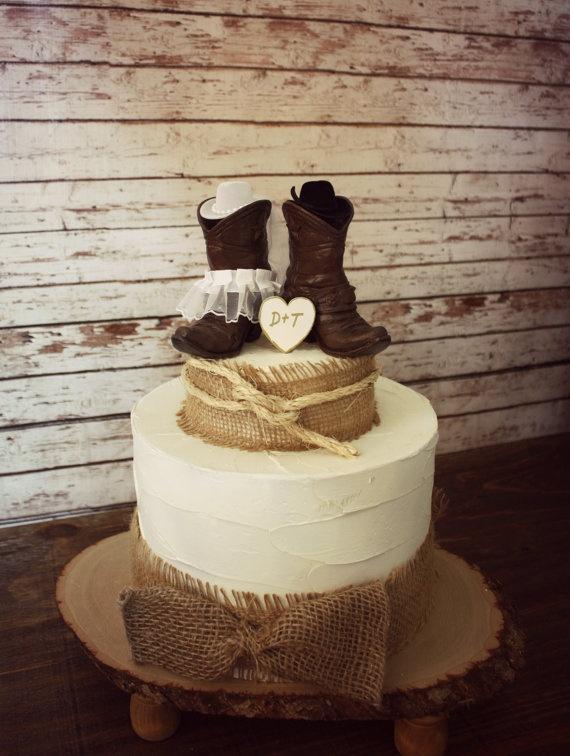 Wedding - Country Western Wedding-cowboy Boots Wedding Cake Topper-western Wedding-cowboy And Cowgirl Boots Topper-boots Wedding Topper-rustic Wedding