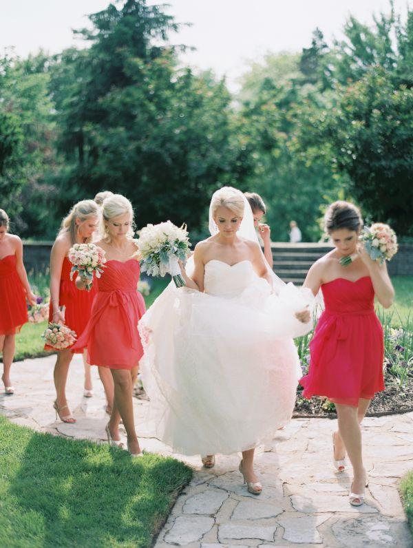 Wedding - Pretty Pink And Red Bridesmaids