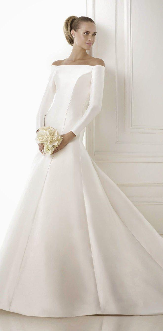 زفاف - بأكمام طويلة و3/4 طول كم ثوب الزفاف الإلهام