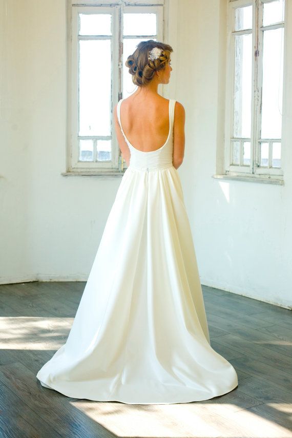 Wedding - Custom Made Chapel Train Classic Wedding Dress, New Ivory/White Wedding Dress Bridal Gown Custom Size 4-6-8-10-12-14